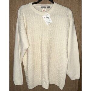Oversized Cream Cable Knit Lambswool Rabbit Hair Women’s M NWT Sweater